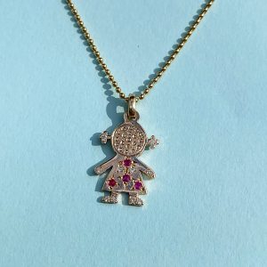 Large Boy/Girl Pendant with Rubies and Diamonds