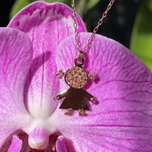 Large Boy/Girl Pendant with Rubies or Orange Sapphires
