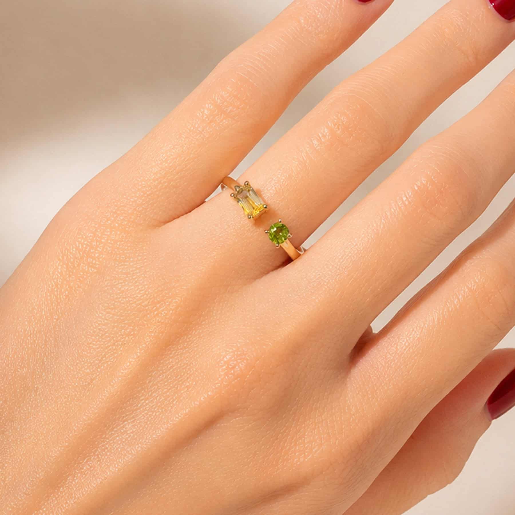 Anillo safiro amarillo y peridoto 08