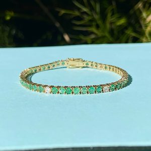 Emerald and Diamond Tennis Bracelet