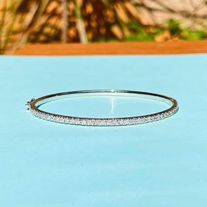 Half-Set Diamond Hinged Bangle